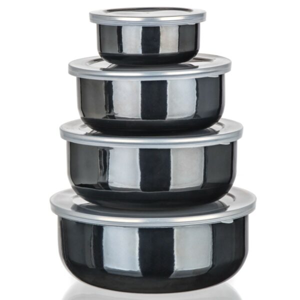 Banquet Sada smaltovaných misek METALLIC Black, 8 ks
